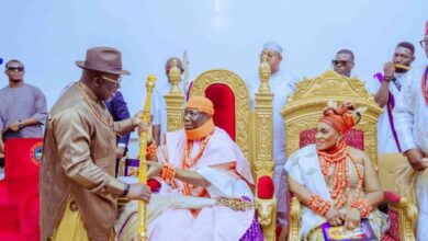 Oborevwori presents staff of office to new Asaba of Asaba