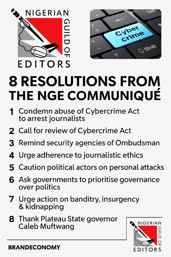 Nigerian Guild of Editors Condemns Cybercrime Act Abuse, Urges FG to Tackle Insecurity