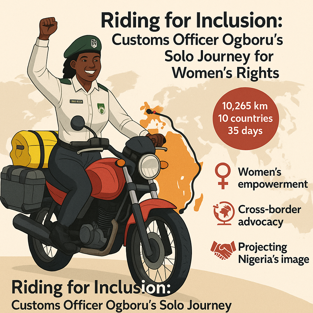 Riding for Inclusion: Customs Officer Ogboru’s 10,265km Solo Journey for Women’s Rights