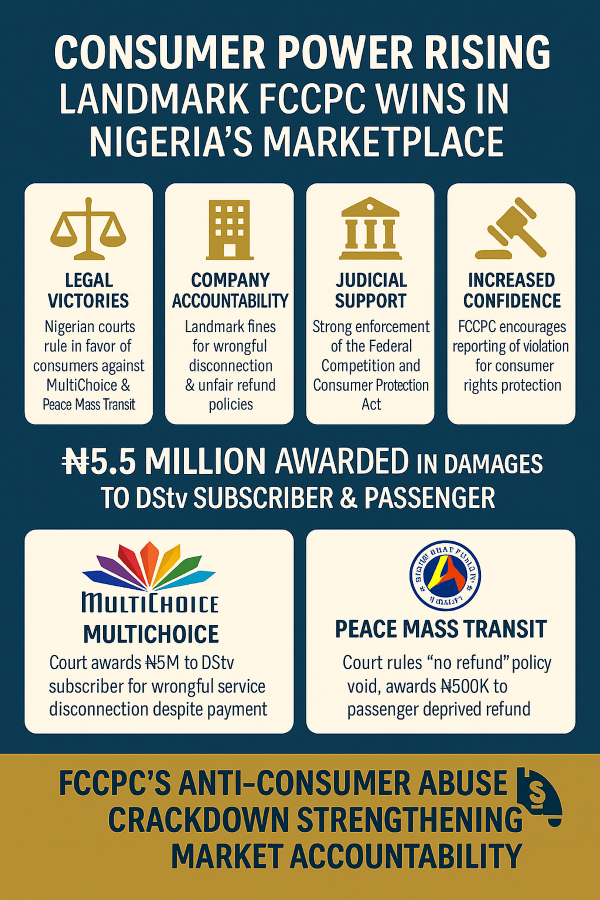 Consumer Protection Triumph: FCCPC Applauds Landmark Court Rulings Against MultiChoice and Peace Mass Transit