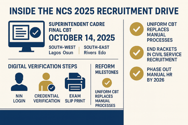 Nigeria Customs Sets Oct. 14 for Senior Cadre Recruitment Exams as Service Deepens Merit-Based Reforms