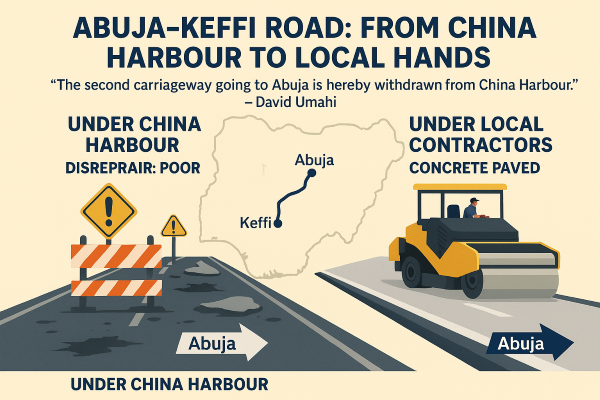 Abuja–Keffi Road: Umahi Sacks China Harbour for Poor Performance, Engages Local Contractors