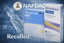 NAFDAC Recalls Critical Anaesthetic Injections Mivacron,  Nimbex Over Safety Risks