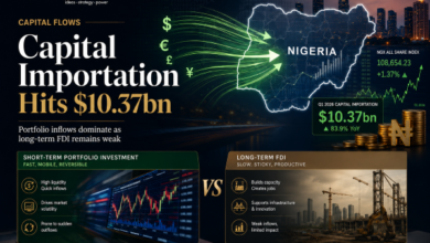 Capital Importation Hits $10.37bn, But Portfolio Inflows Expose Nigeria’s Hot-Money Risk